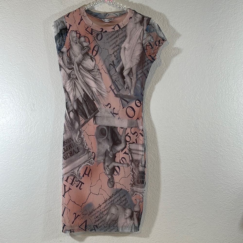 FASHION NOVA Running An Empire Mesh Mini Dress Short Sleeves Size Large NEW